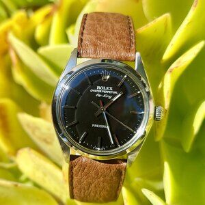 Rolex unisex 34mm Airking 5500 on Brown Leather